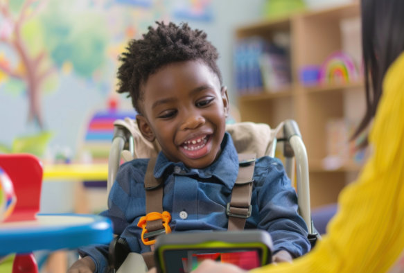 A smiling African American boy