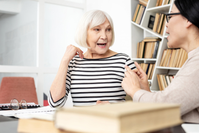 nurse teaching senior